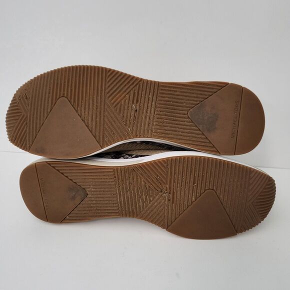 MICHAEL KORS Skyler Stretch Sneakers Womens 11 Tan Knit Sock High Top Bootie - Picture 7 of 8